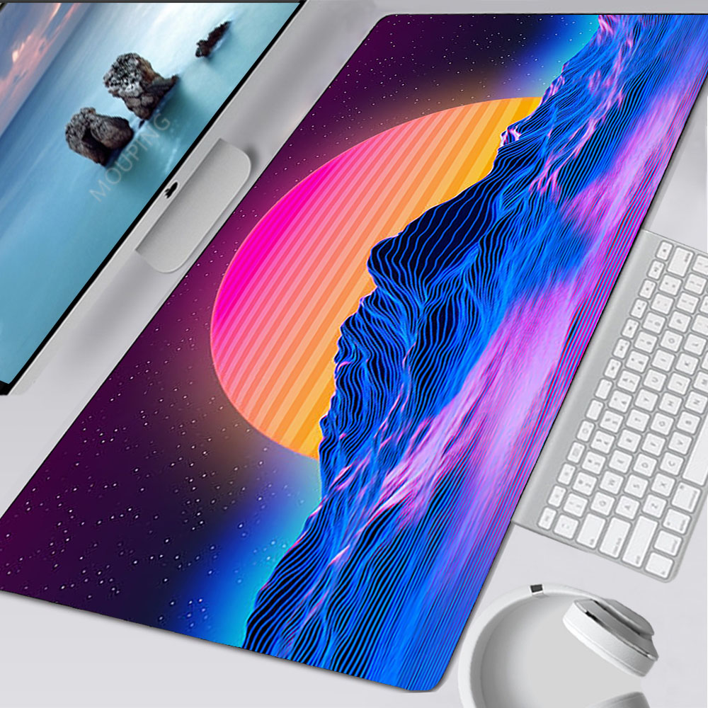 Gaming Accessories Table - Vaporwave Mousepad Retrowave/synthwave 900x400 마우스 패드